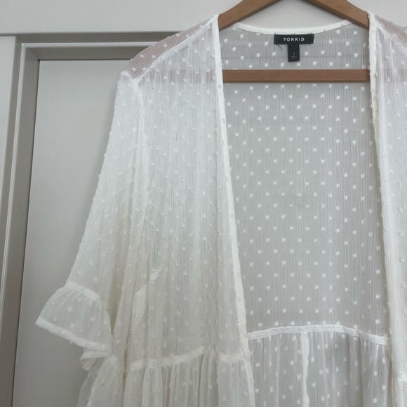 Torrid Sheer White Polka Dot Kimono - Picture 3 of 3